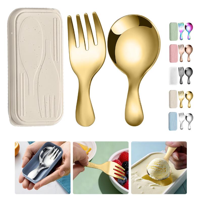 Camping With Cooking - Juego de vajilla de acero inoxidable,