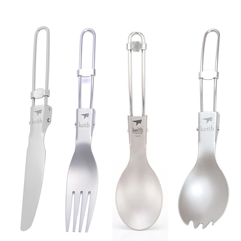Camping Cooking And Eating - Keith-cuchara plegable de titanio para exteriores,