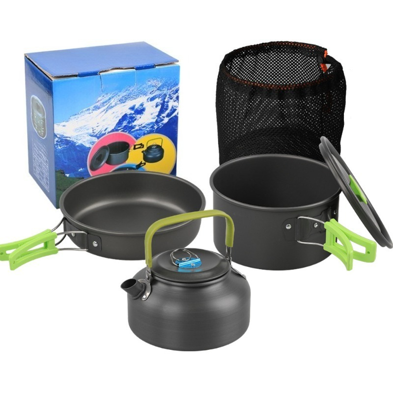 Camping Cooking Set With Kettle - Juego de Utensilios de Cocina para