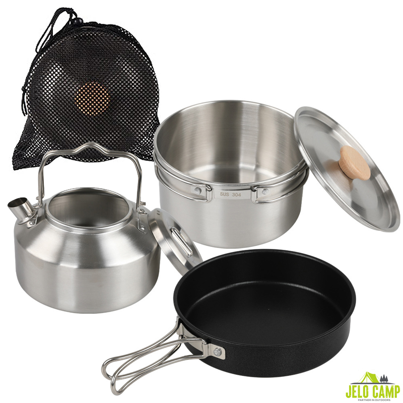 Camping Cooking Set With Kettle - Juego de Utensilios de Cocina de