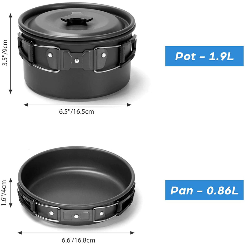 Camping Cooking Set With Kettle - Juego de utensilios de cocina para