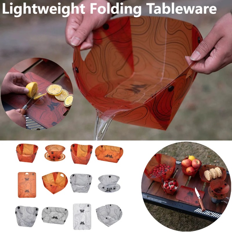 Camping Cooking Tray - Vajilla plegable para acampar, cuenco portátil,