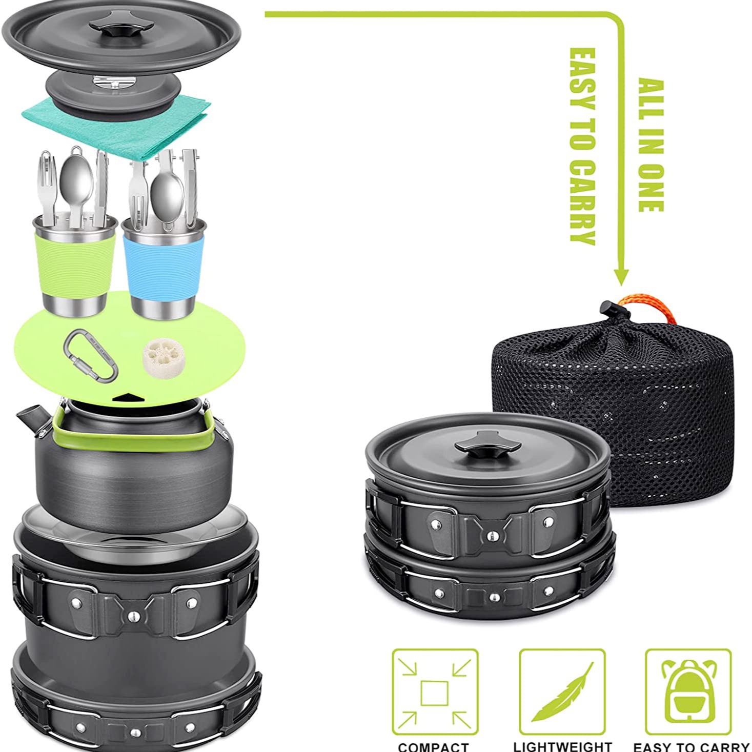 Juego de Cocina para Acampar a - Camping Cooking Set With Kettle reseña y precio