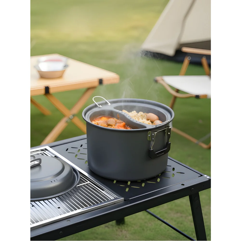 Olla de doble uso para exterio - Camping Cooking Accessories Set reseña y precio