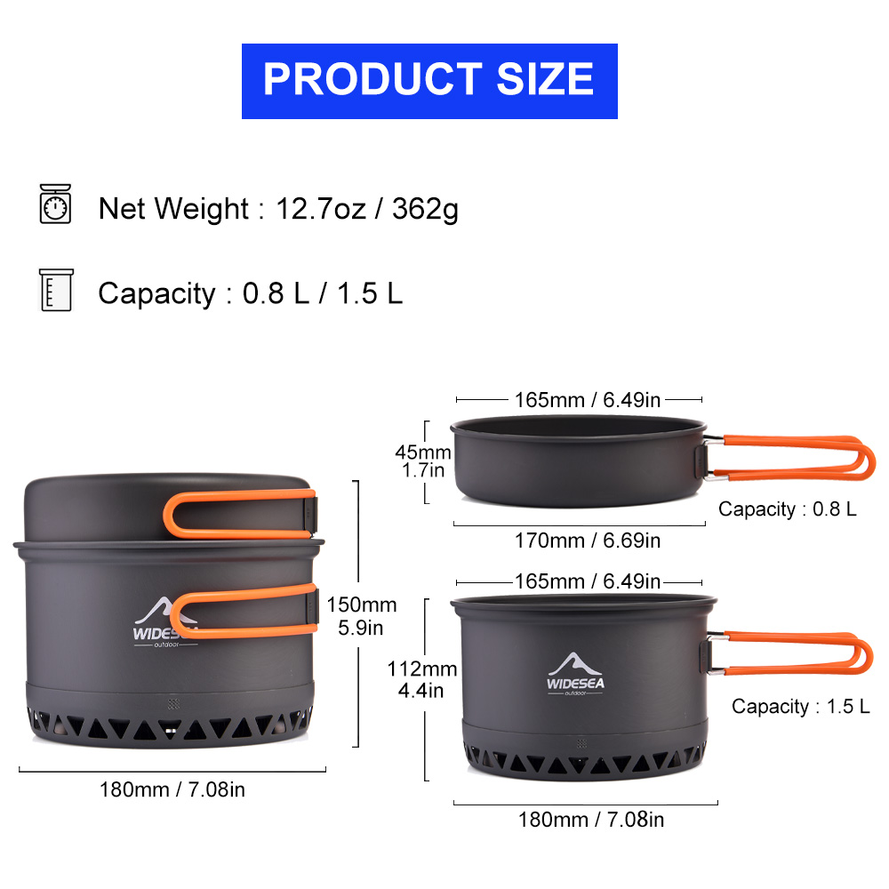 Widesea Camping 1.3L 2.3L uten - Quechua Camping Cooking Set reseña y precio