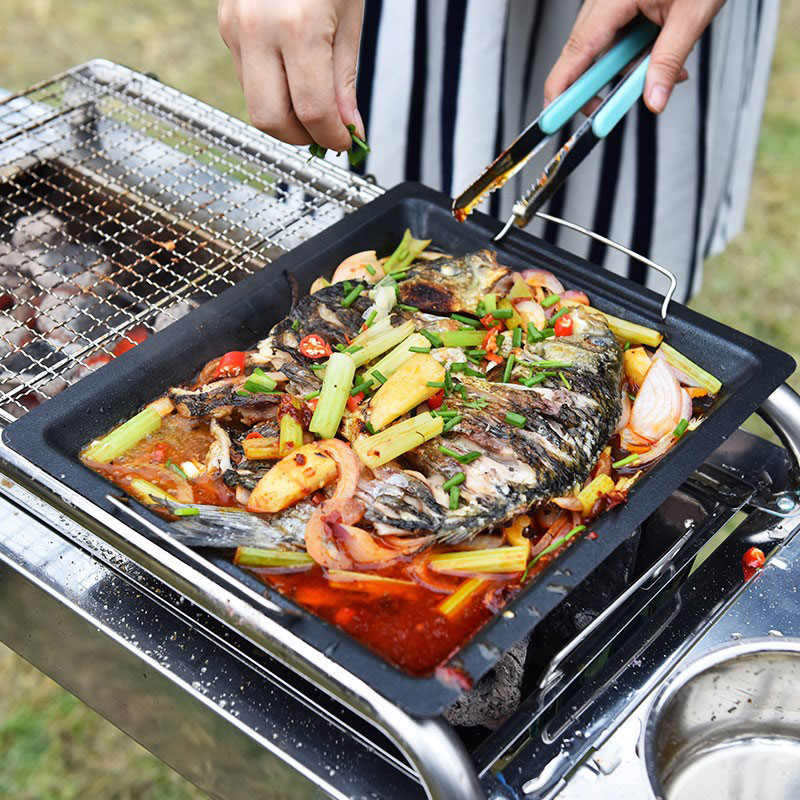 Sartén cuadrada gruesa para ex - Camping Cooking Tray reseña y precio