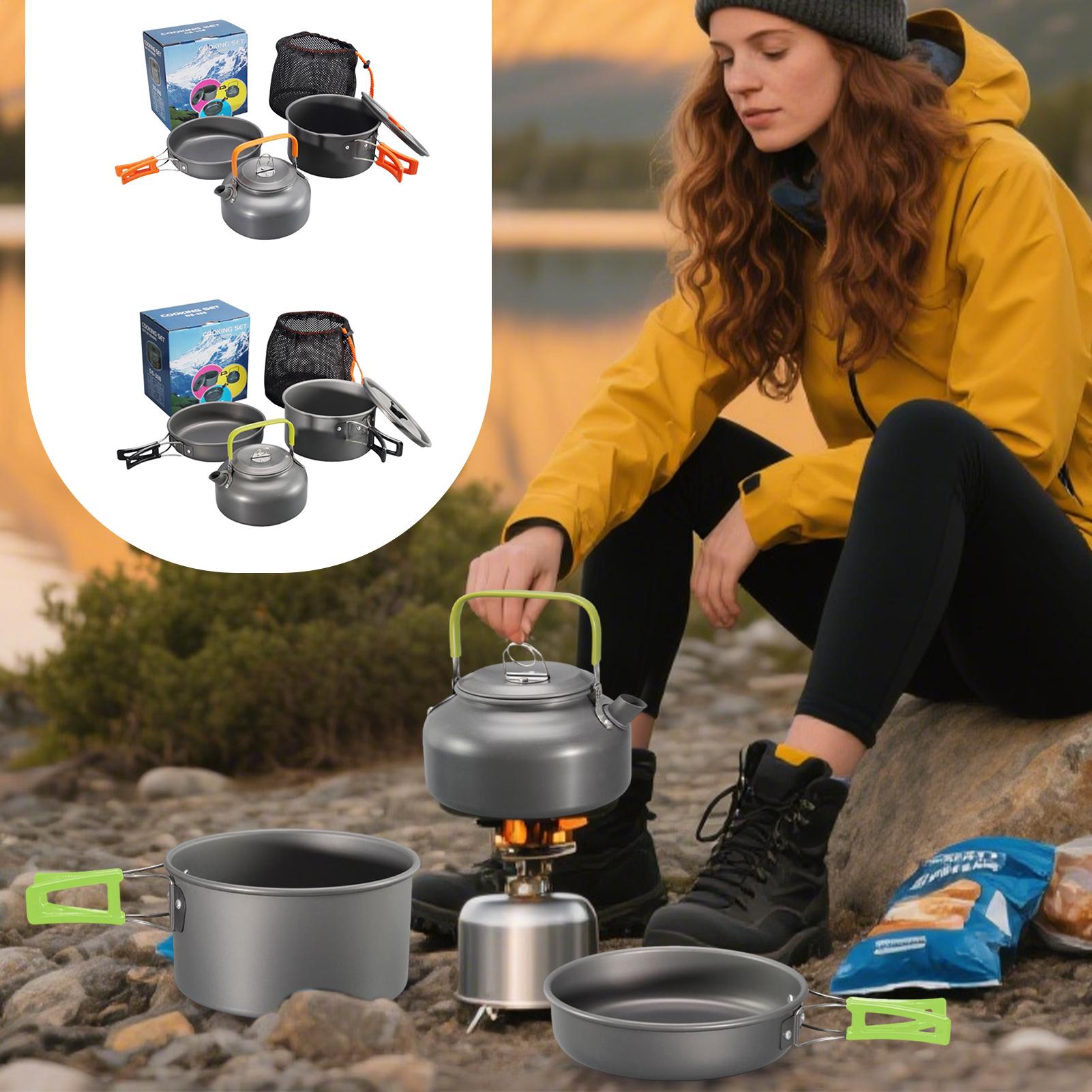 Utensilios de cocina para acam - Camping Cooking Set With Kettle reseña y precio